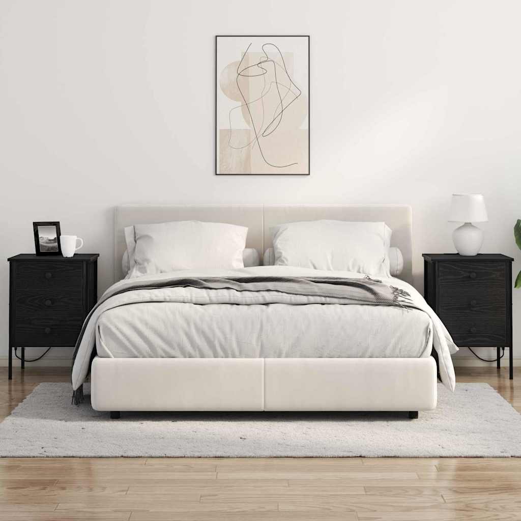 vidaXL Κομοδίνο 2 pcs Μαύρη Οξυά 42 x 41 x 61 εκ Επεξεργασμένο ξύλο