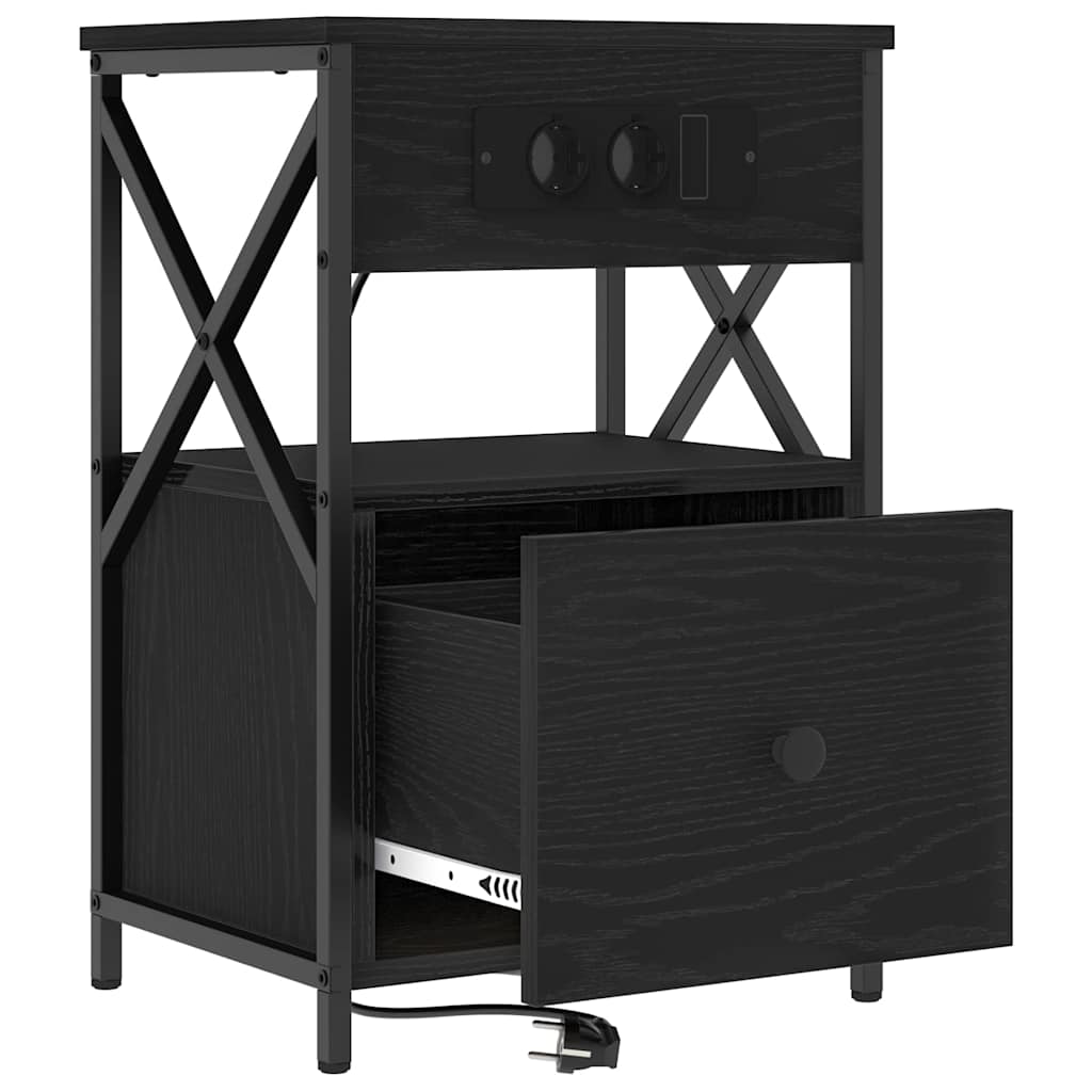 vidaXL Κομοδίνο Μαύρη Οξυά 40 x 31 x 60 εκ. Επεξεργασμένο ξύλο