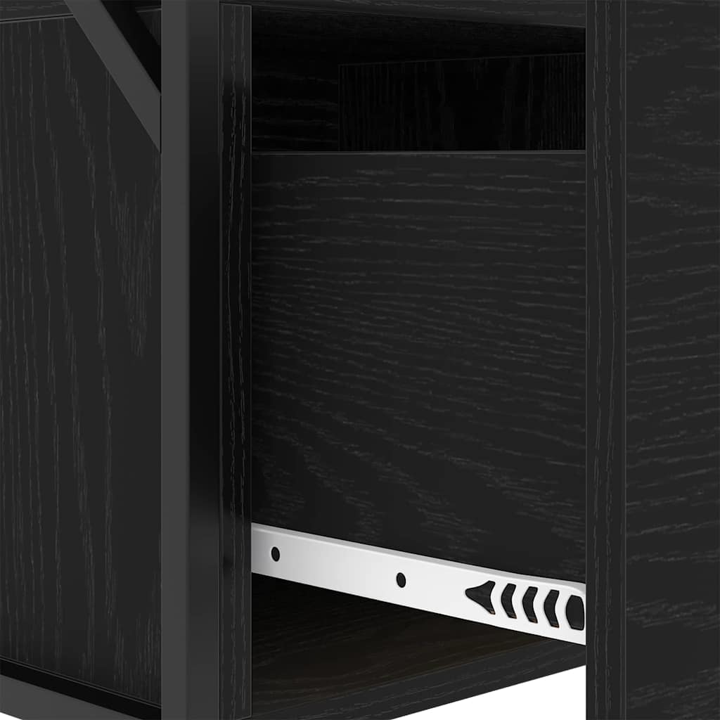vidaXL Κομοδίνο 2 pcs Μαύρη Οξυά 40 x 31 x 60 εκ. Επεξεργασμένο ξύλο