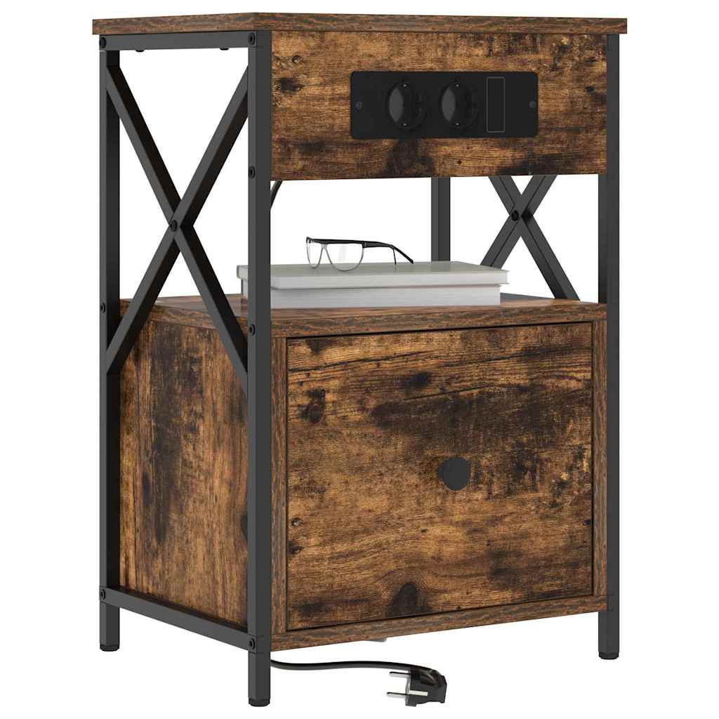 vidaXL Κομοδίνο Καπνιστό Δρύς 40 x 31 x 60 εκ. Επεξεργασμένο ξύλο