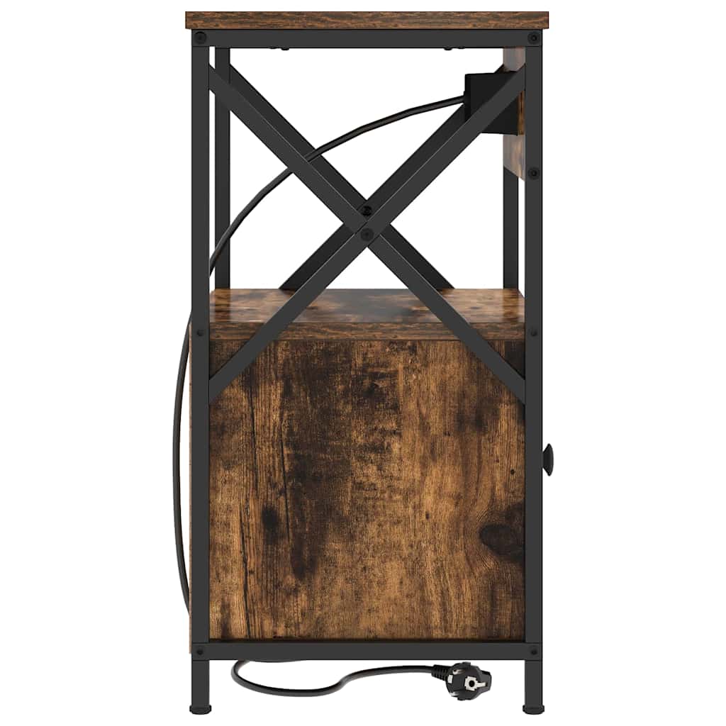 vidaXL Κομοδίνο με συρτάρι 2 pcs Καπνιστό Δρύς 40 x 31 x 60 εκ.