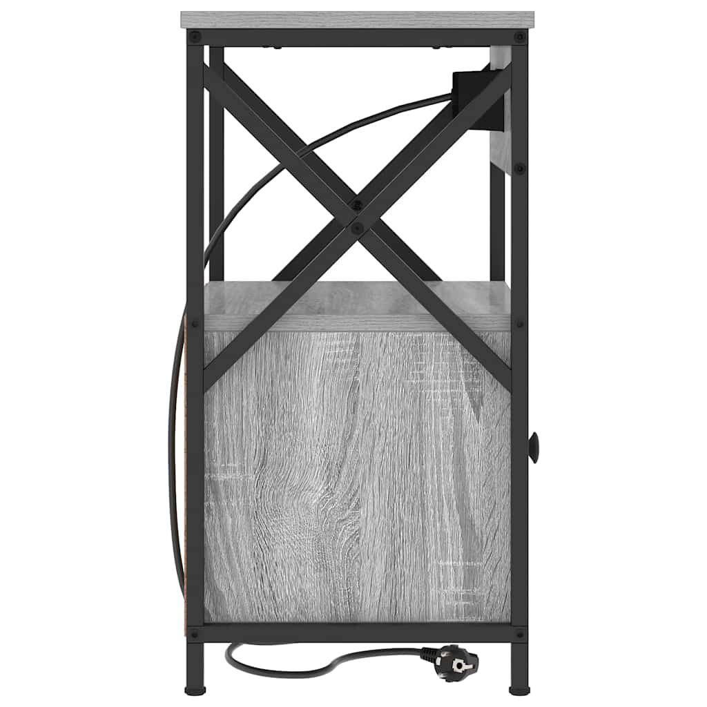 vidaXL Κομοδίνο με συρτάρι 2 pcs Γκρίζο Σονομα 40 x 31 x 60 εκ.