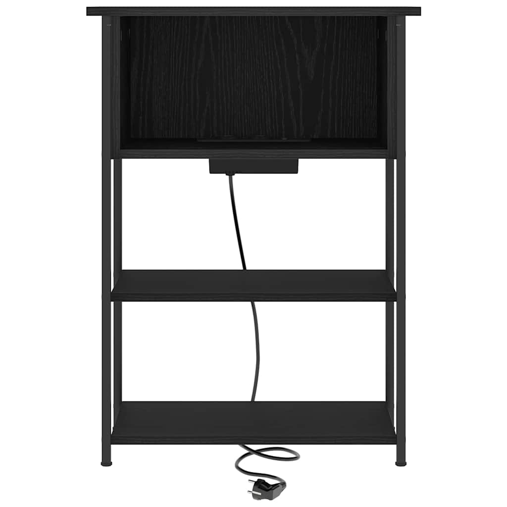 vidaXL Κομοδίνο Μαύρη Οξυά 55 x 31 x 76 εκ Επεξεργασμένο ξύλο