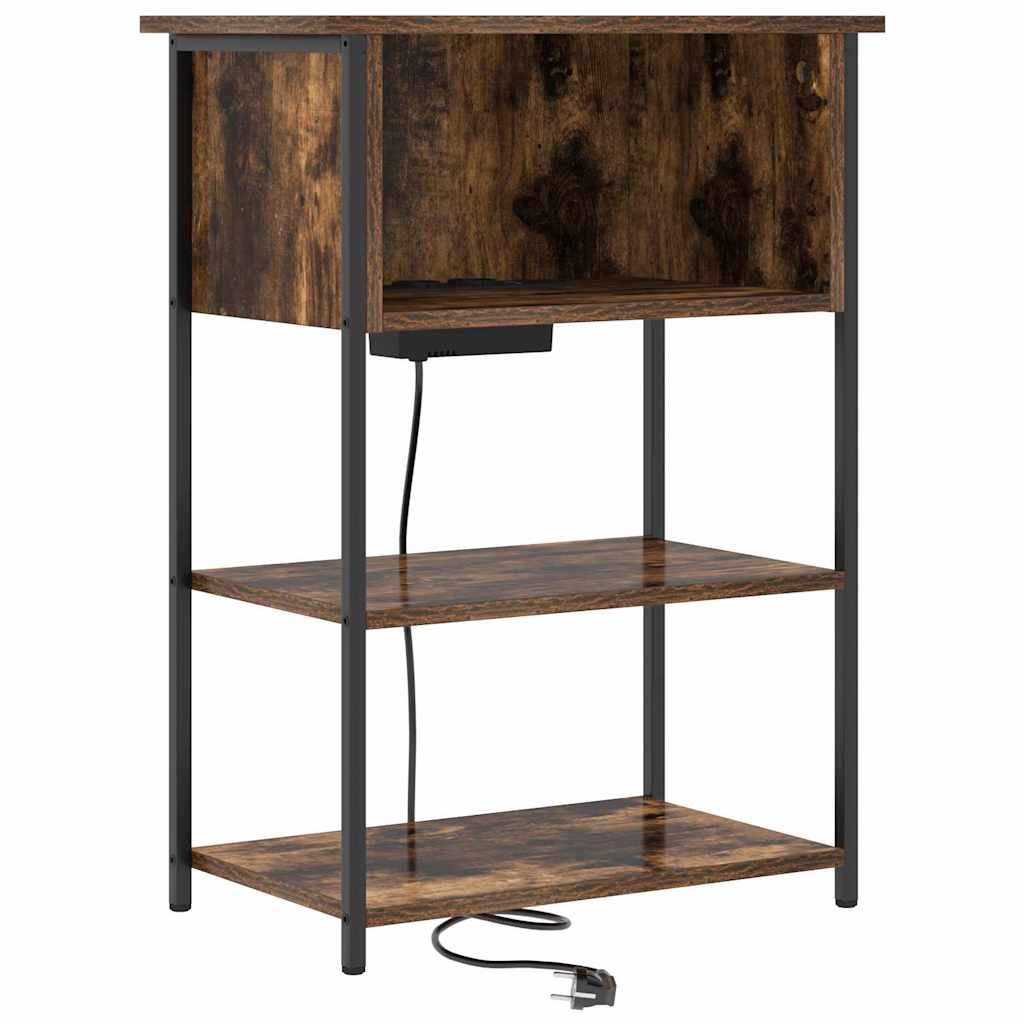 vidaXL Κομοδίνο Καπνιστό Δρύς 55 x 31 x 76 εκ Επεξεργασμένο ξύλο