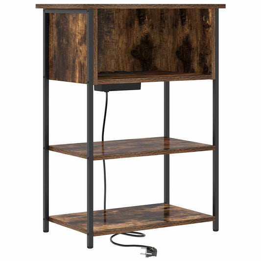 vidaXL Κομοδίνο Καπνιστό Δρύς 55 x 31 x 76 εκ Επεξεργασμένο ξύλο