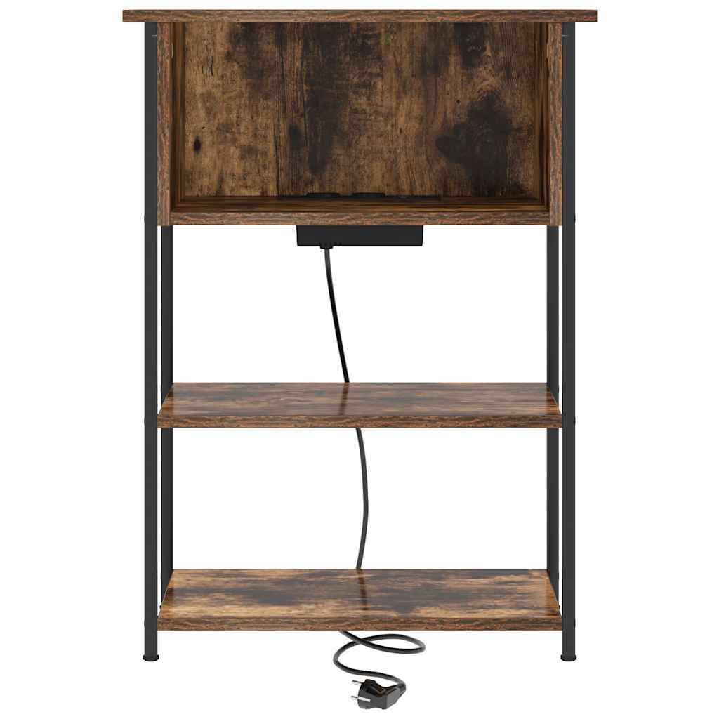 vidaXL Κομοδίνο Καπνιστό Δρύς 55 x 31 x 76 εκ Επεξεργασμένο ξύλο