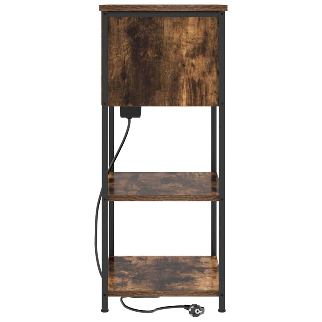 vidaXL Κομοδίνο Καπνιστό Δρύς 55 x 31 x 76 εκ Επεξεργασμένο ξύλο