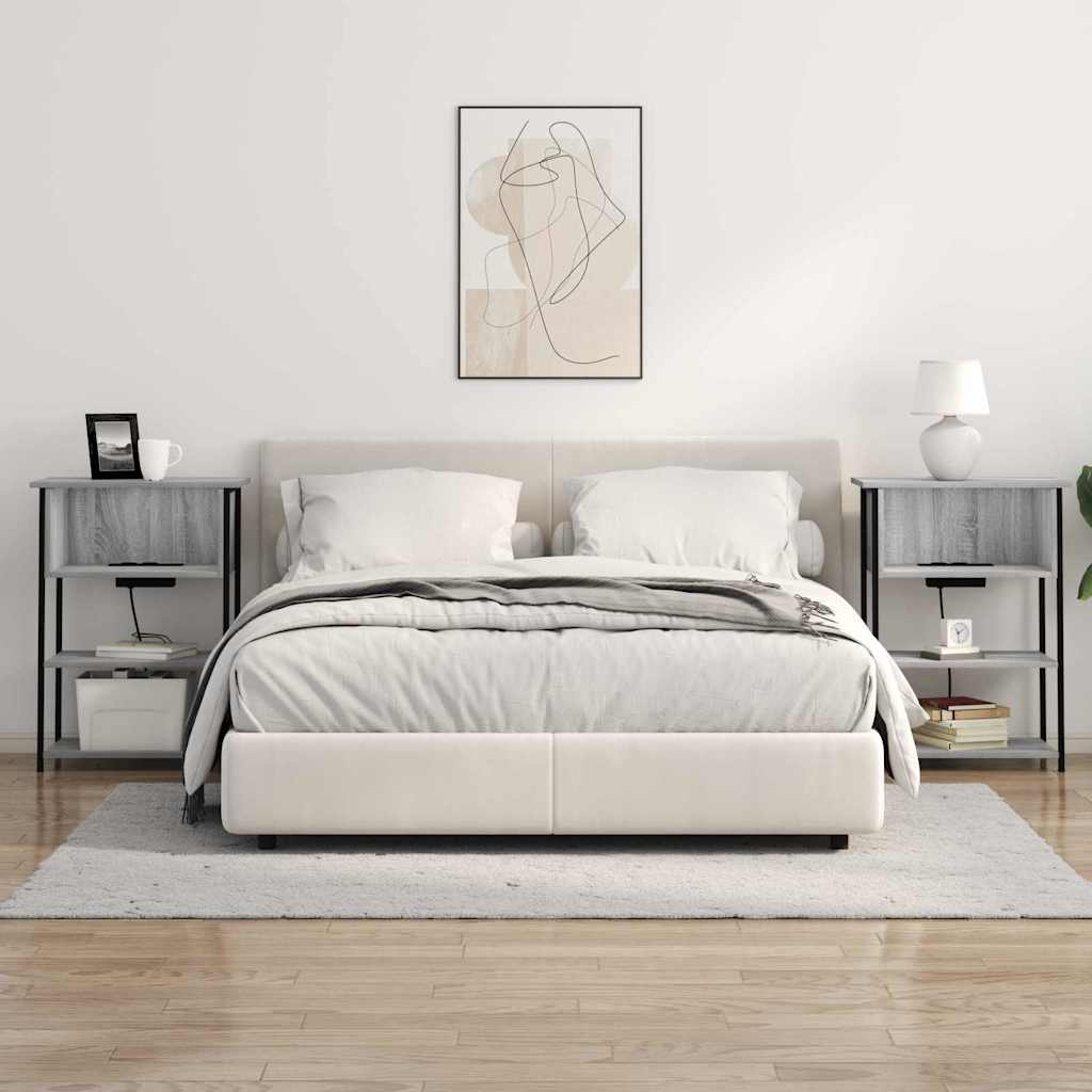 vidaXL Κομοδίνο Γκρίζο Σονομα 55 x 31 x 76 εκ Επεξεργασμένο ξύλο