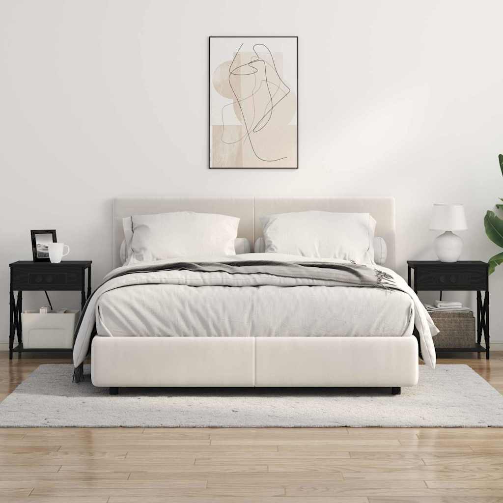 vidaXL Κομοδίνο 2 pcs Μαύρη Οξυά 41 x 31 x 51 εκ. Επεξεργασμένο ξύλο