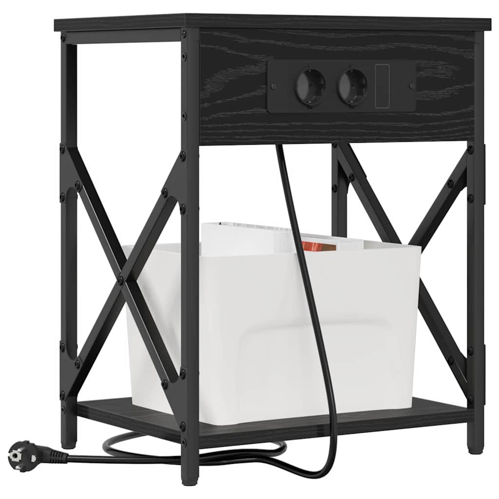 vidaXL Κομοδίνο 2 pcs Μαύρη Οξυά 41 x 31 x 51 εκ. Επεξεργασμένο ξύλο