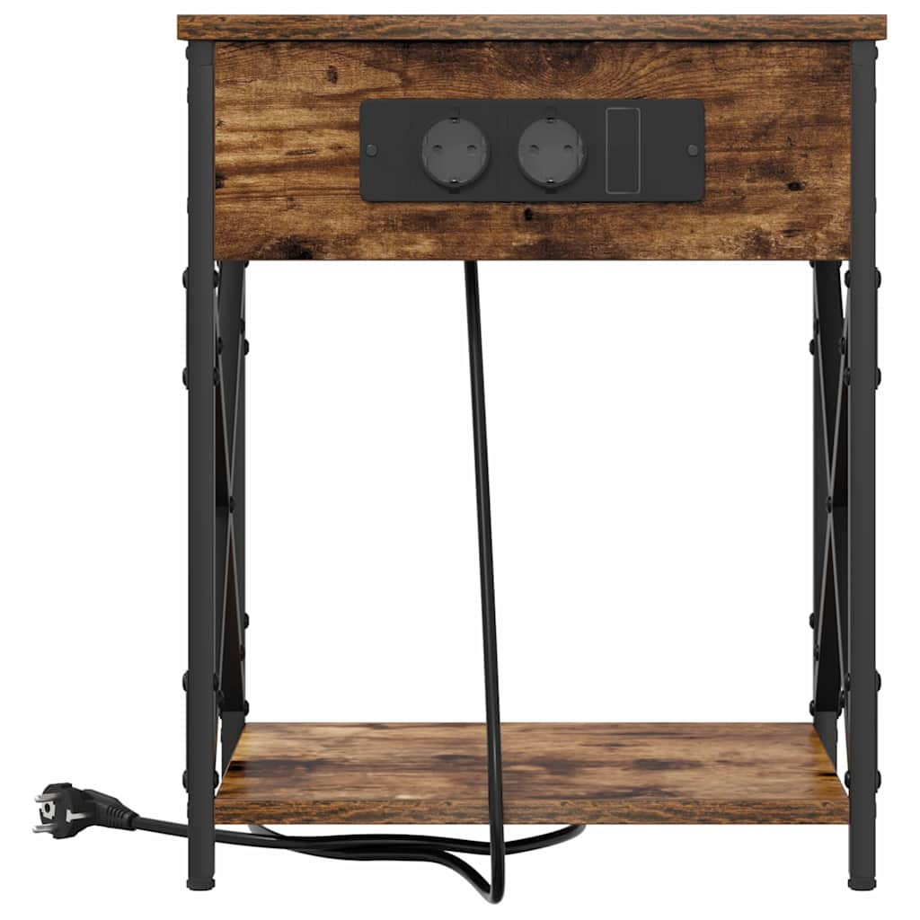 vidaXL Κομοδίνο Καπνιστό Δρύς 41 x 31 x 51 εκ. Επεξεργασμένο ξύλο