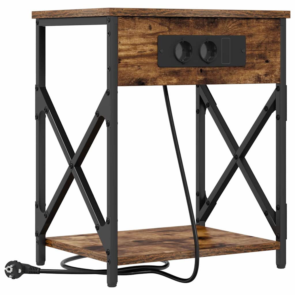 vidaXL Κομοδίνο 2 pcs Καπνιστό Δρύς 41 x 31 x 51 εκ.