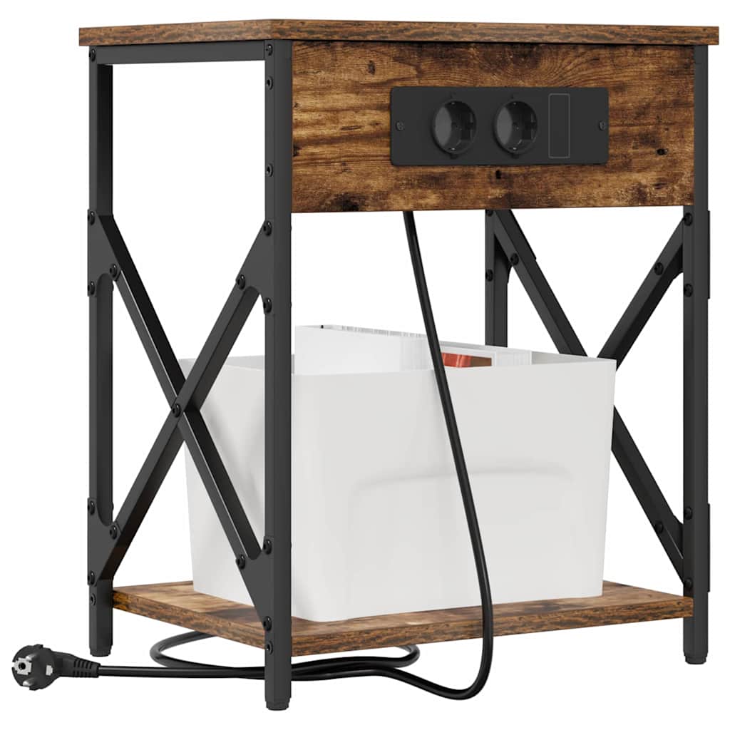 vidaXL Κομοδίνο 2 pcs Καπνιστό Δρύς 41 x 31 x 51 εκ.