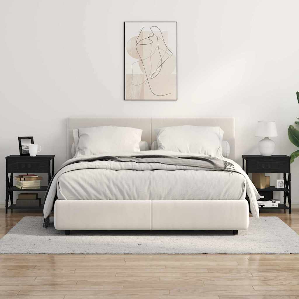 vidaXL Κομοδίνο 2 pcs Μαύρη Οξυά 41 x 31 x 51 εκ. Επεξεργασμένο ξύλο