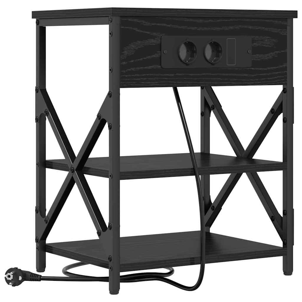 vidaXL Κομοδίνο 2 pcs Μαύρη Οξυά 41 x 31 x 51 εκ. Επεξεργασμένο ξύλο