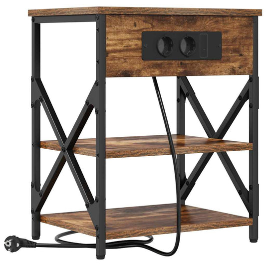 vidaXL Κομοδίνο Καπνιστό Δρύς 41 x 31 x 51 εκ. Επεξεργασμένο ξύλο