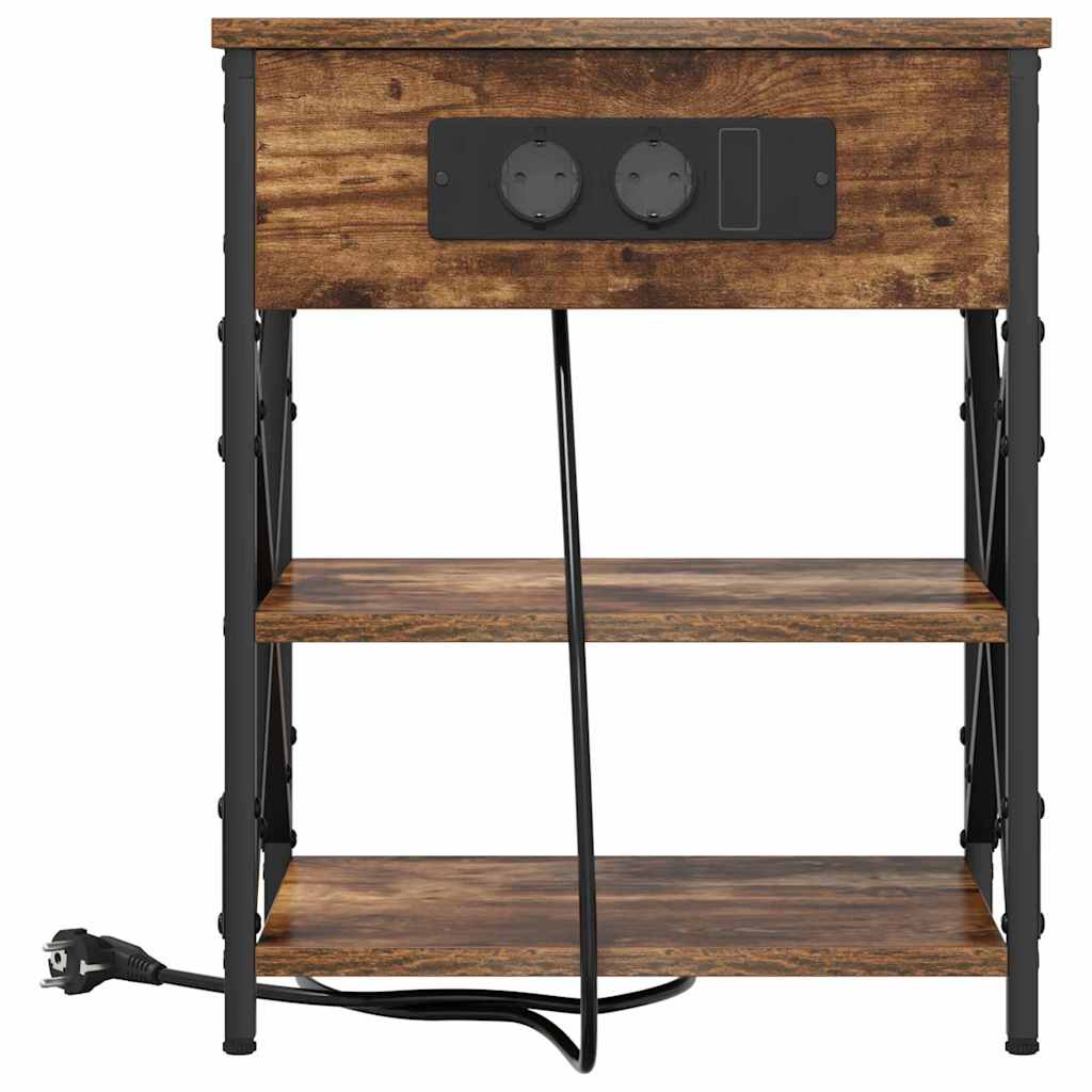 vidaXL Κομοδίνο Καπνιστό Δρύς 41 x 31 x 51 εκ. Επεξεργασμένο ξύλο