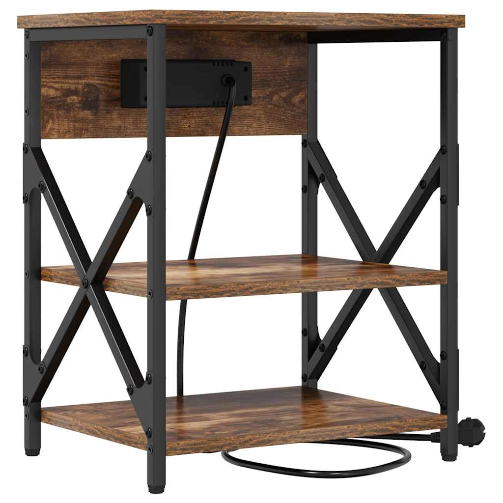 vidaXL Κομοδίνο με ράφι 2 pcs Καπνιστό Δρύς 41 x 31 x 51 εκ.