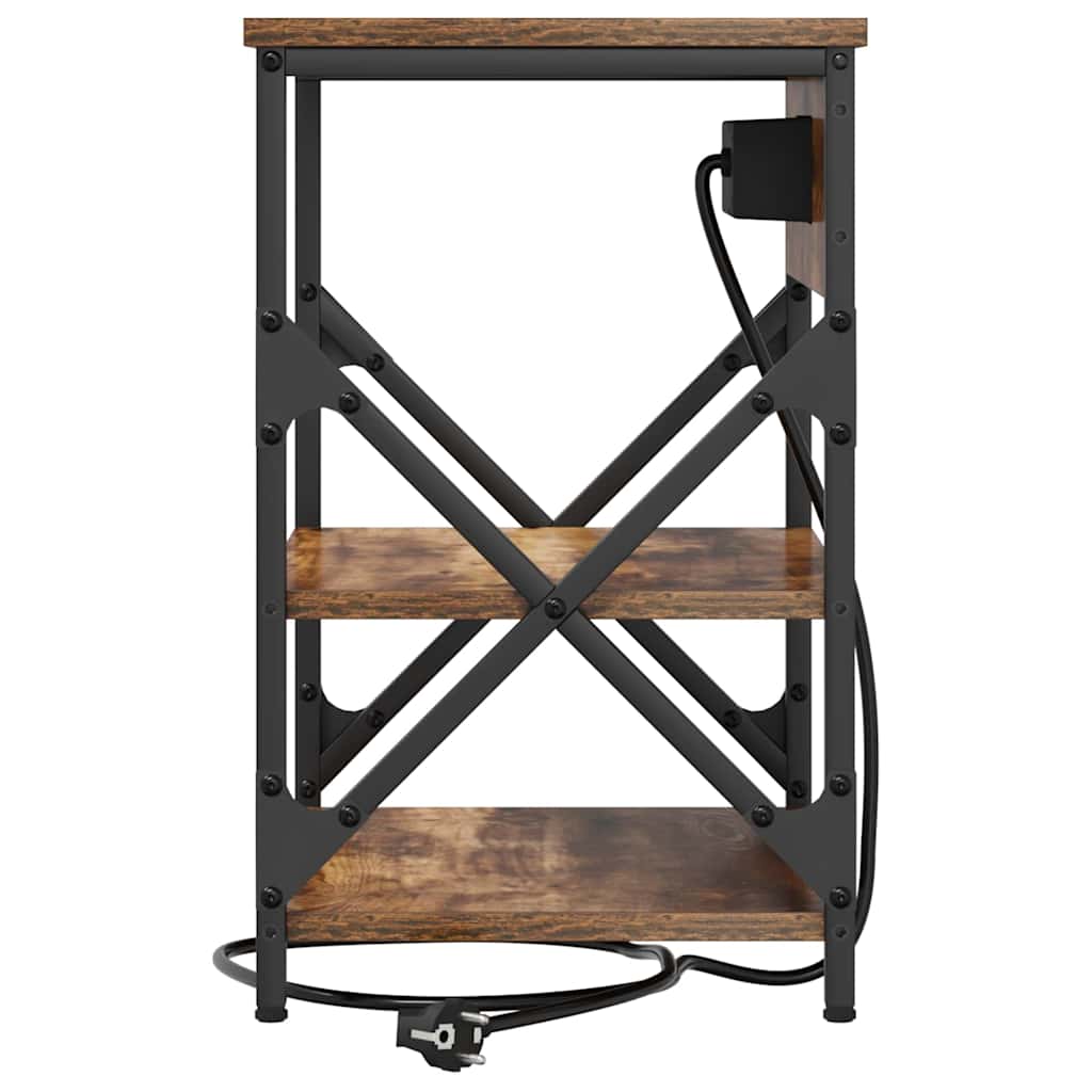 vidaXL Κομοδίνο με ράφι 2 pcs Καπνιστό Δρύς 41 x 31 x 51 εκ.