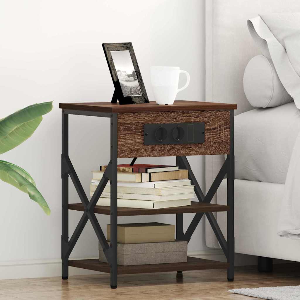 vidaXL Κομοδίνο με ράφι Καφέ δρυς 41 x 31 x 51 εκ. Επεξεργασμένο ξύλο