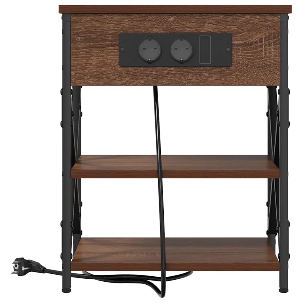 vidaXL Κομοδίνο με ράφι Καφέ δρυς 41 x 31 x 51 εκ. Επεξεργασμένο ξύλο