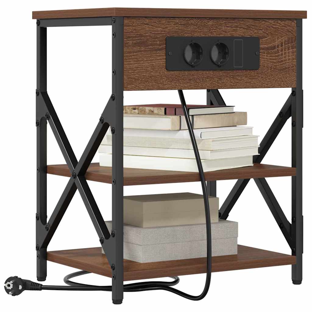 vidaXL Κομοδίνο με ράφι Καφέ δρυς 41 x 31 x 51 εκ. Επεξεργασμένο ξύλο