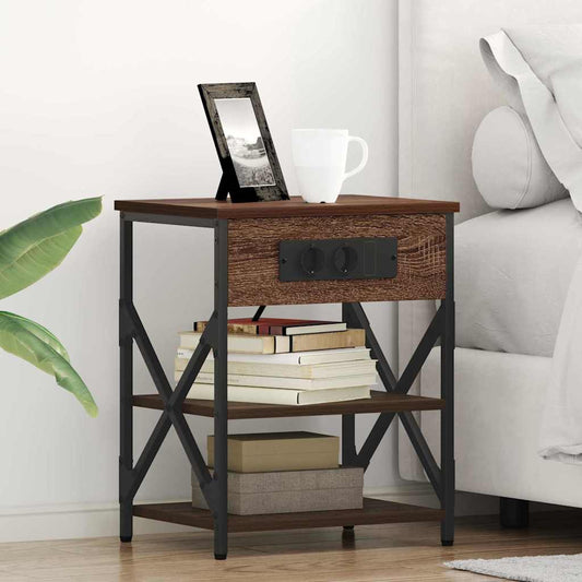 vidaXL Κομοδίνο 2 pcs Καφέ δρυς 41 x 31 x 51 εκ. Επεξεργασμένο ξύλο