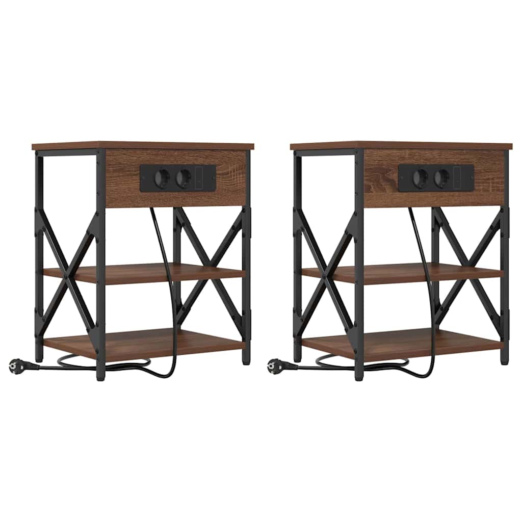 vidaXL Κομοδίνο 2 pcs Καφέ δρυς 41 x 31 x 51 εκ. Επεξεργασμένο ξύλο