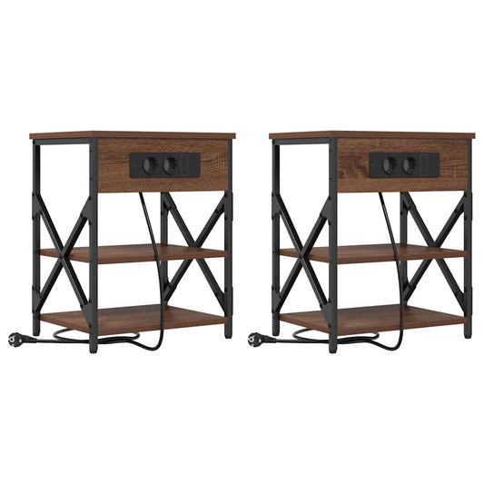 vidaXL Κομοδίνο 2 pcs Καφέ δρυς 41 x 31 x 51 εκ. Επεξεργασμένο ξύλο