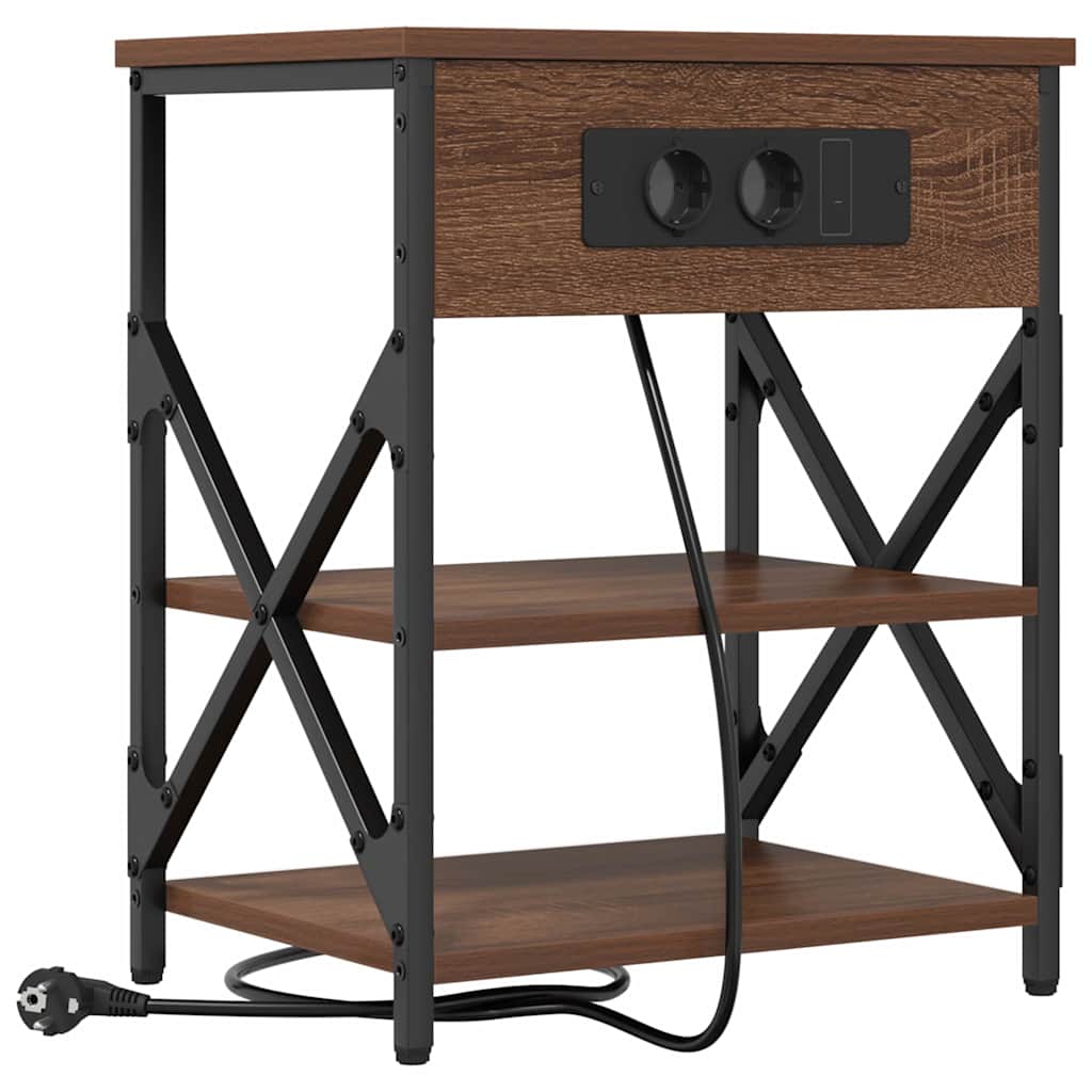 vidaXL Κομοδίνο 2 pcs Καφέ δρυς 41 x 31 x 51 εκ. Επεξεργασμένο ξύλο