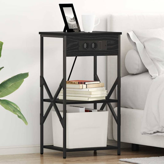 vidaXL Κομοδίνο 2 pcs Μαύρη Οξυά 41 x 31 x 76 εκ. Επεξεργασμένο ξύλο