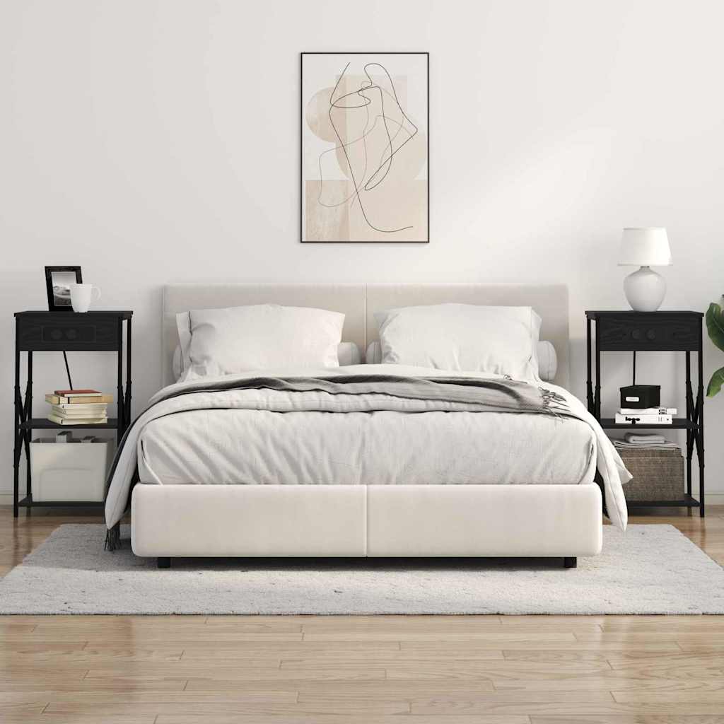 vidaXL Κομοδίνο 2 pcs Μαύρη Οξυά 41 x 31 x 76 εκ. Επεξεργασμένο ξύλο