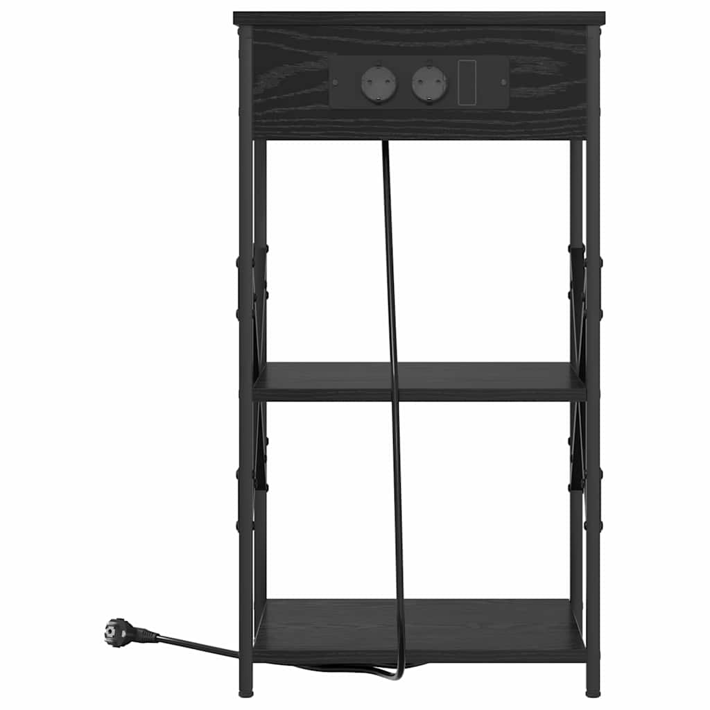 vidaXL Κομοδίνο 2 pcs Μαύρη Οξυά 41 x 31 x 76 εκ. Επεξεργασμένο ξύλο