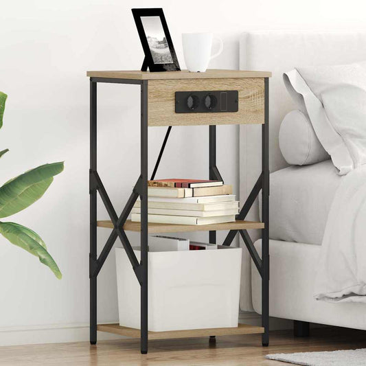vidaXL Κομοδίνο 2 pcs Δρύς Sonoma 41 x 31 x 76 εκ. Επεξεργασμένο ξύλο