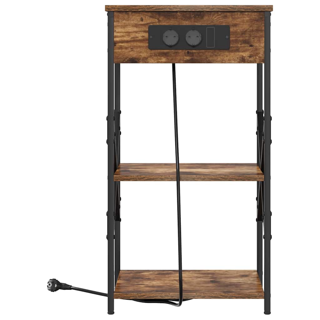 vidaXL Κομοδίνο Καπνιστό Δρύς 41 x 31 x 76 εκ. Επεξεργασμένο ξύλο