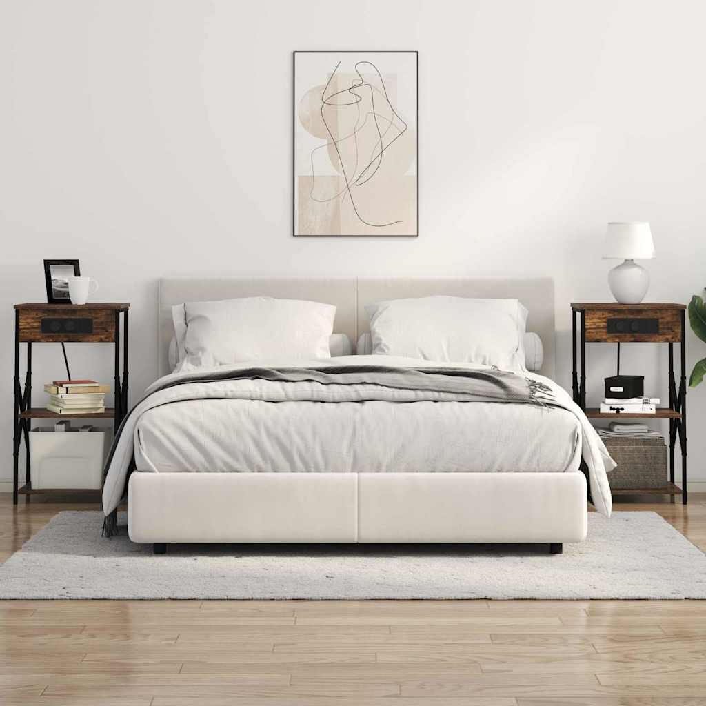 vidaXL Κομοδίνο με ράφι 2 pcs Καπνιστό Δρύς 41 x 31 x 76 εκ.