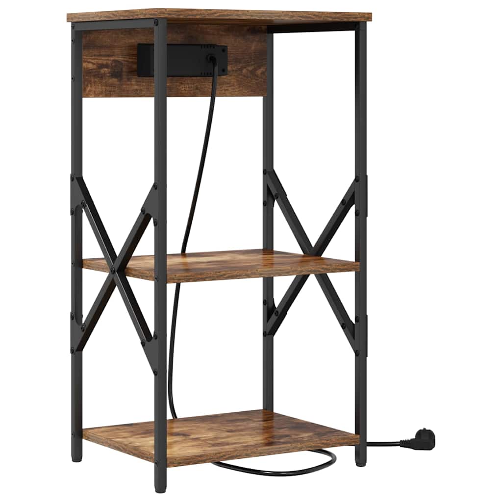 vidaXL Κομοδίνο με ράφι 2 pcs Καπνιστό Δρύς 41 x 31 x 76 εκ.