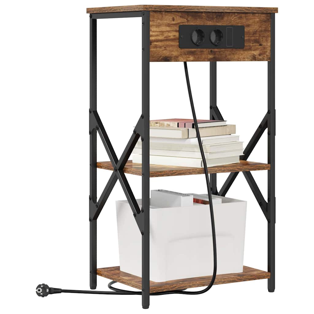 vidaXL Κομοδίνο με ράφι 2 pcs Καπνιστό Δρύς 41 x 31 x 76 εκ.