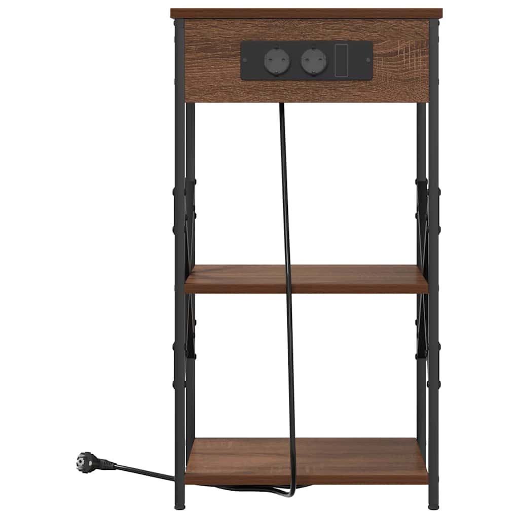 vidaXL Κομοδίνο με ράφι Καφέ δρυς 41 x 31 x 76 εκ. Επεξεργασμένο ξύλο