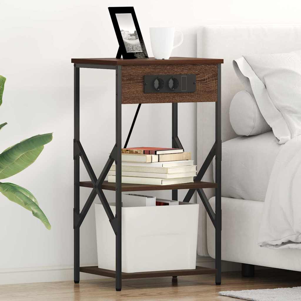 vidaXL Κομοδίνο 2 pcs Καφέ δρυς 41 x 31 x 76 εκ. Επεξεργασμένο ξύλο