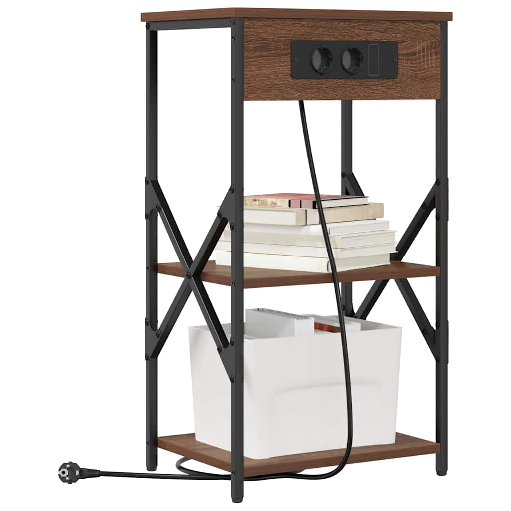 vidaXL Κομοδίνο 2 pcs Καφέ δρυς 41 x 31 x 76 εκ. Επεξεργασμένο ξύλο