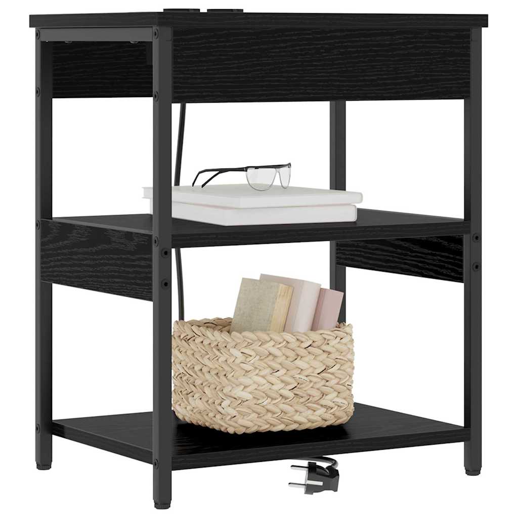 vidaXL Κομοδίνο 2 pcs Μαύρη Οξυά 41 x 31 x 51 εκ. Επεξεργασμένο ξύλο