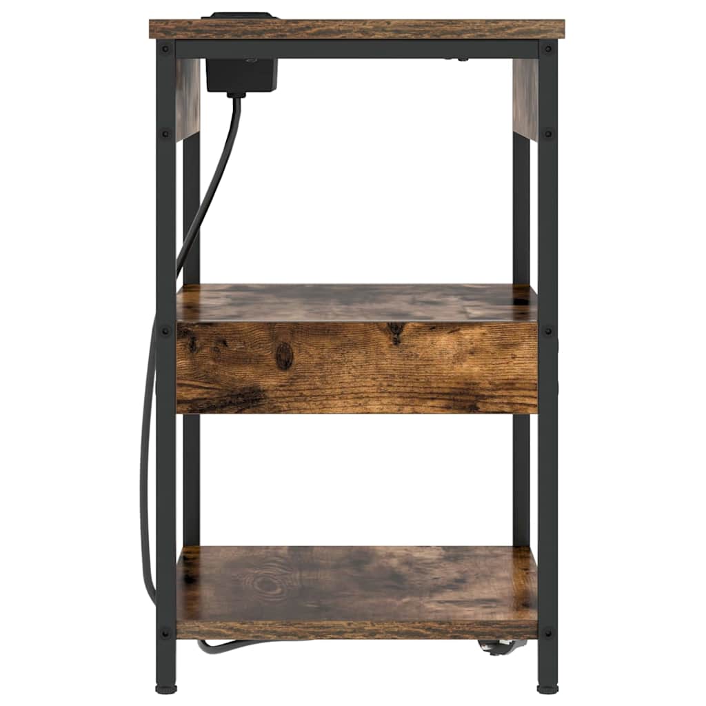 vidaXL Κομοδίνο Καπνιστό Δρύς 41 x 31 x 51 εκ. Επεξεργασμένο ξύλο