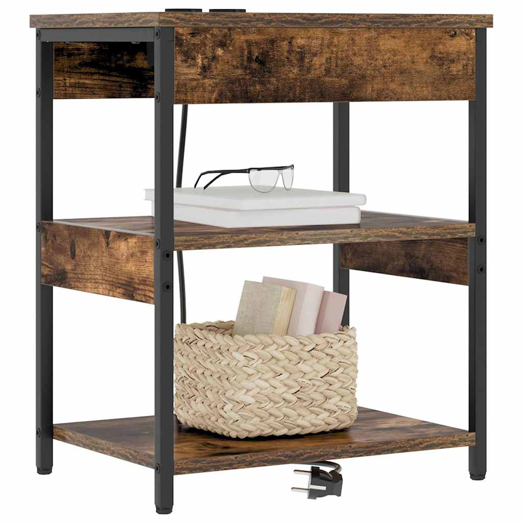 vidaXL Κομοδίνο 2 pcs Καπνιστό Δρύς 41 x 31 x 51 εκ.