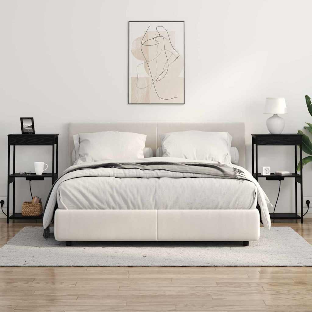 vidaXL Κομοδίνο με ράφι Μαύρη Οξυά 41 x 31 x 76 εκ. Επεξεργασμένο ξύλο