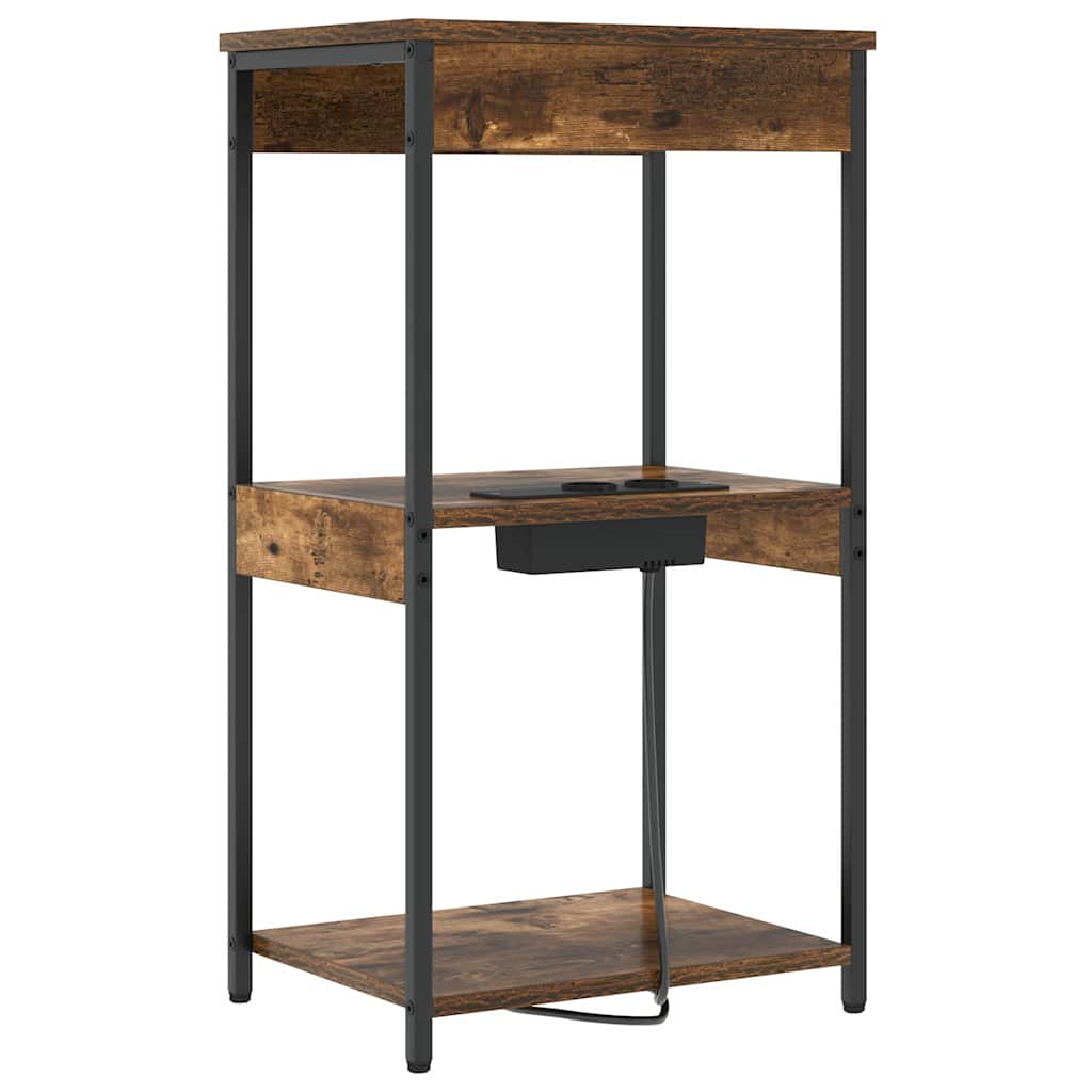 vidaXL Κομοδίνο Καπνιστό Δρύς 41 x 31 x 76 εκ. Επεξεργασμένο ξύλο