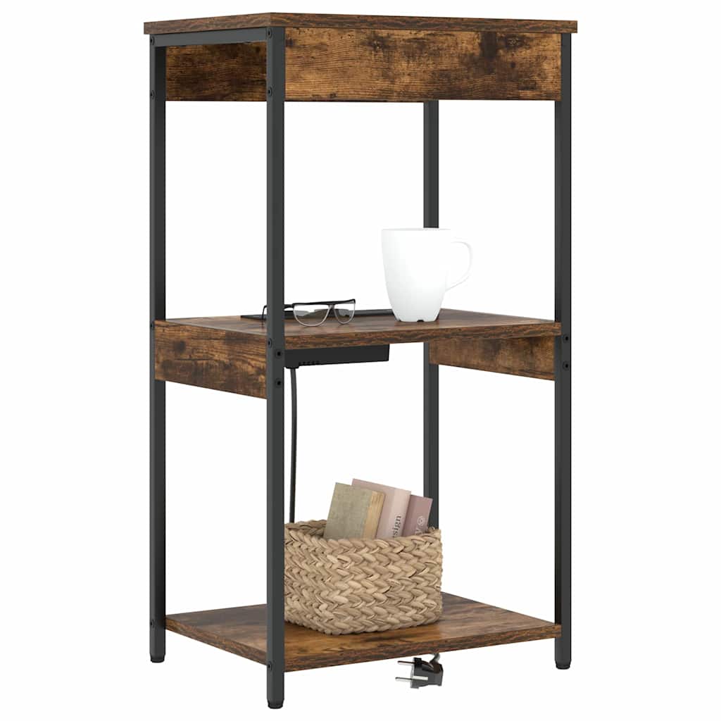 vidaXL Κομοδίνο Καπνιστό Δρύς 41 x 31 x 76 εκ. Επεξεργασμένο ξύλο