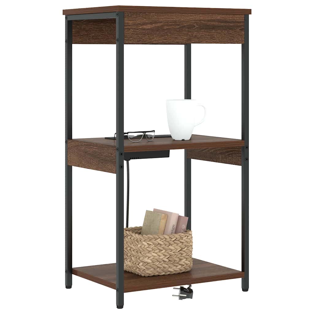 vidaXL Κομοδίνο με ράφι Καφέ δρυς 41 x 31 x 76 εκ. Επεξεργασμένο ξύλο