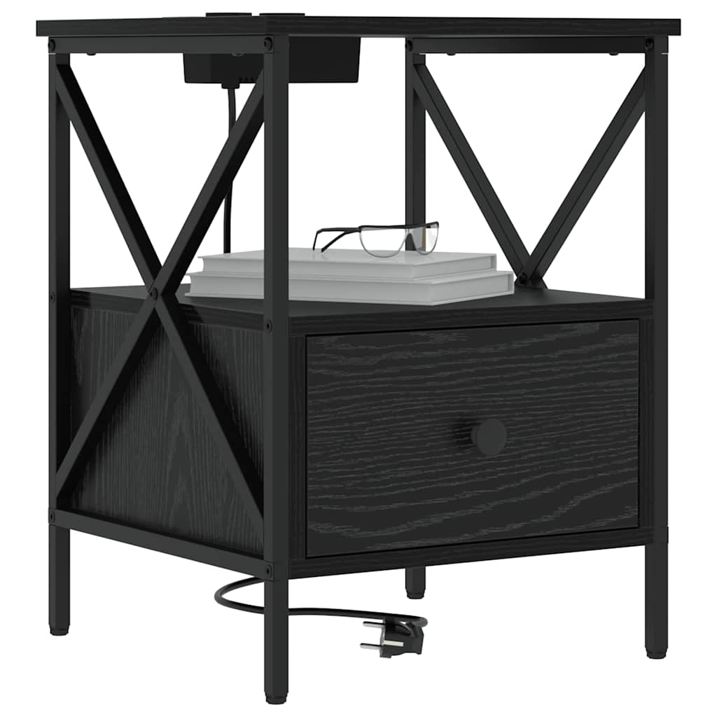 vidaXL Κομοδίνο Μαύρη Οξυά 41,5 x 40,5 x 55 εκ. Επεξεργασμένο ξύλο