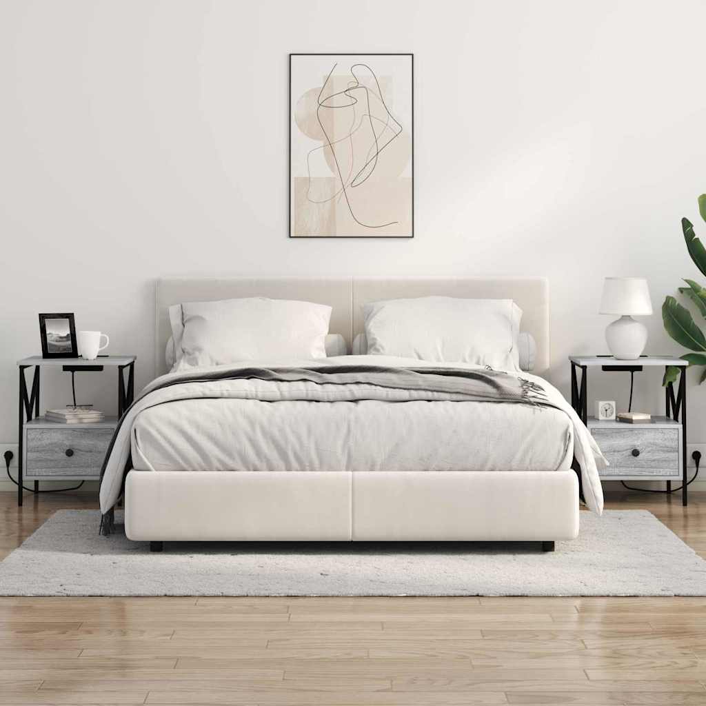 vidaXL Κομοδίνο με συρτάρι 2 pcs Γκρίζο Σονομα 41,5 x 40,5 x 55 εκ.